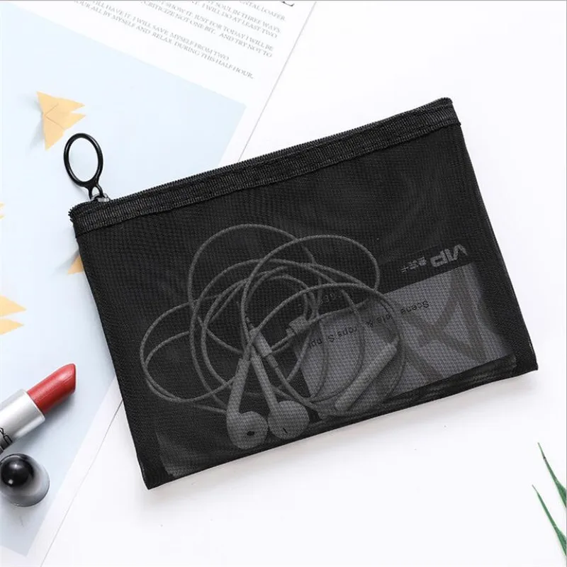 Simple Fashion Mesh Cosmetic Bag For Women S/M/L Set Makeup Bag Lipstick Bag Travel Organizer Makeup Organizer Cosmetics Pouch