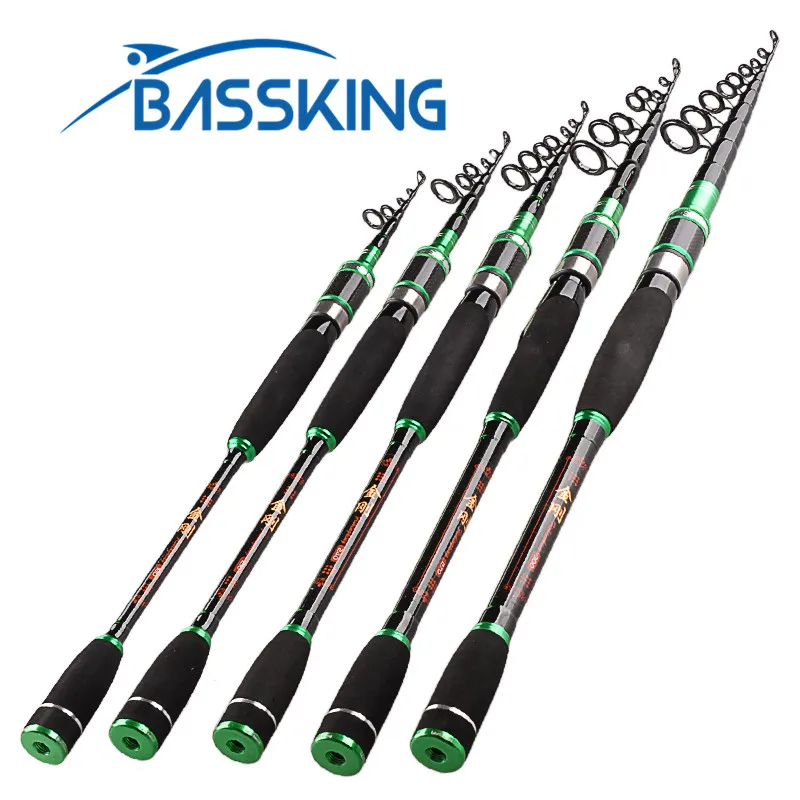 BASSKING Spinning Rod 1.8m2.1m2.4m2.7m3.0m M Power Telescopic Rods Carbon Lure Fishing Rod EVA Handle Pole Pesca Fishing Stick