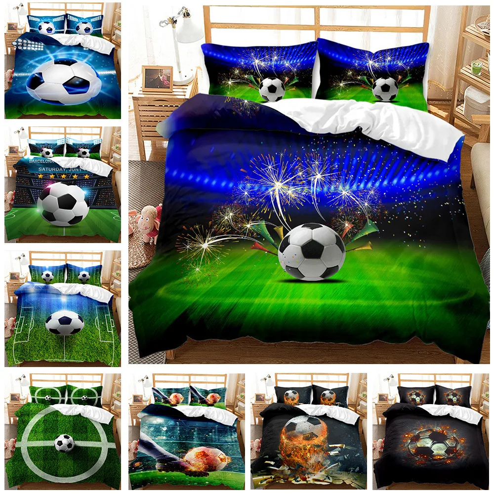 

3D Bedding Set Football&Soccer Grass Duvet Covers Pillowcases Cartoon Comforter Luxury Bedding Sets Bedclothes Boy Children