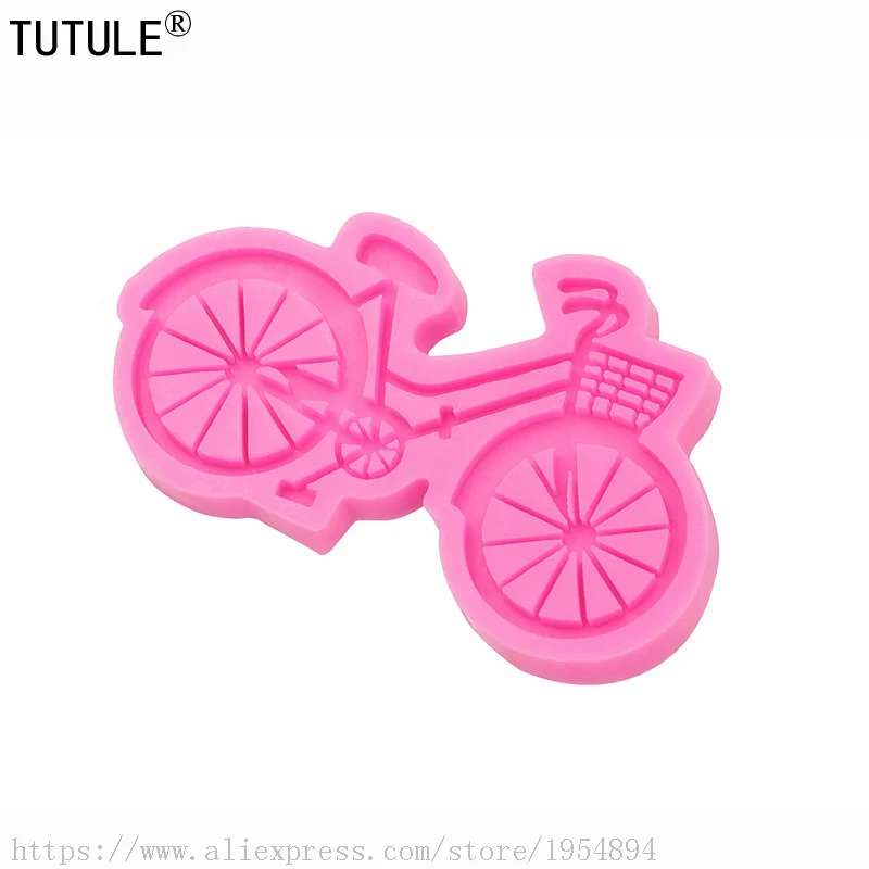 Shiny mirror bicycle keychain mold DIY jewelry pendant epoxy silicone mold aromatherapy plaster pendant decoration mold