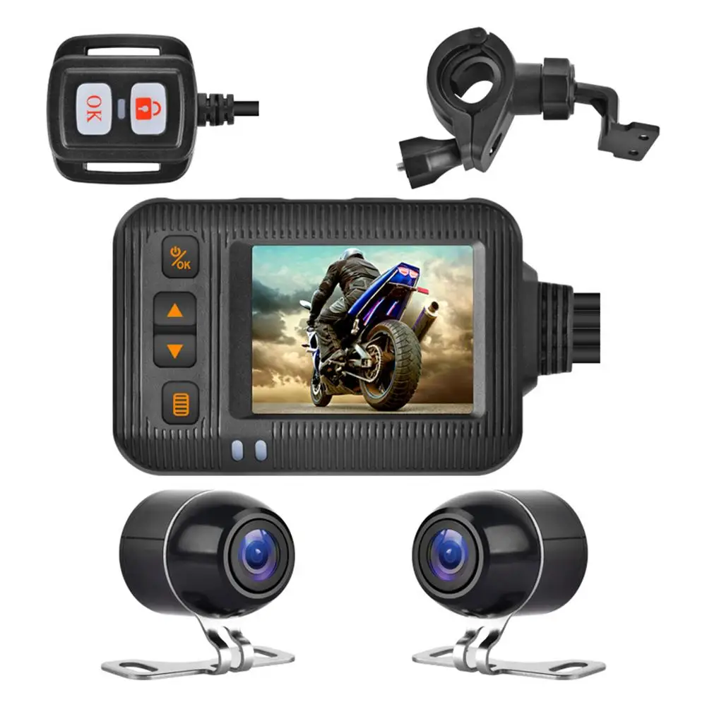 

HD 1080p Motorcycle Camera Dual Lens DVR Dash Cam Driving Video Recorder Waterproof Night Vision Camera De Moto