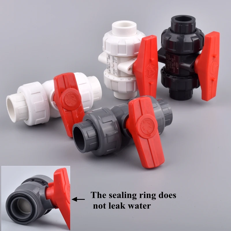 20-63mm PVC Double Union Ball Valve Quick Connector Control Valve Garden Watering Irrigation System Water Pipe Joint Fittings