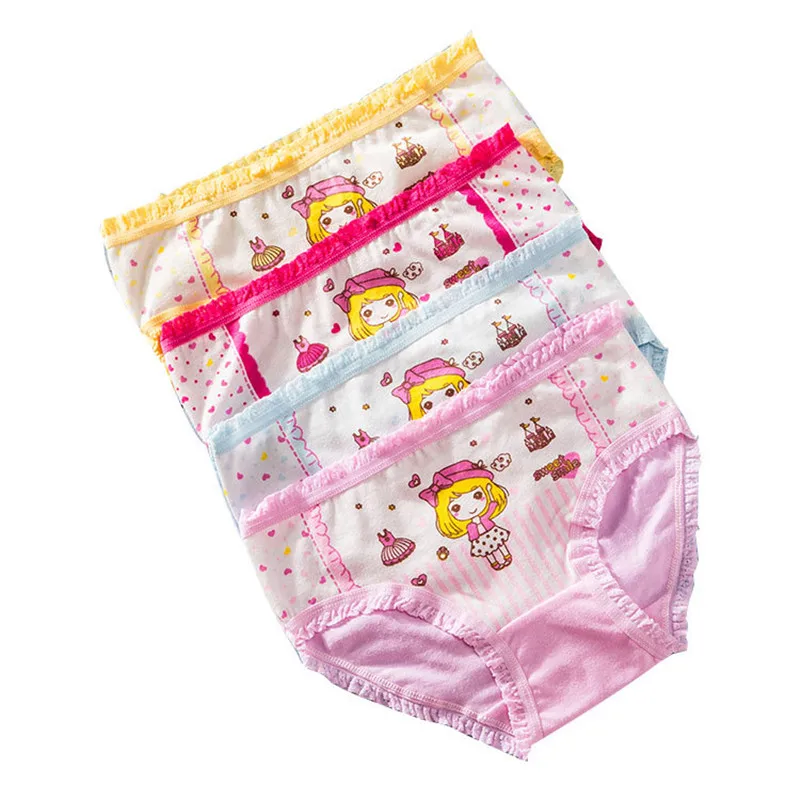 

4pcs Hot Toys Girls Briefs Children Cotton Underwear Bright Printing Panties Kids Brief Boxers Quality Healthy Underpants