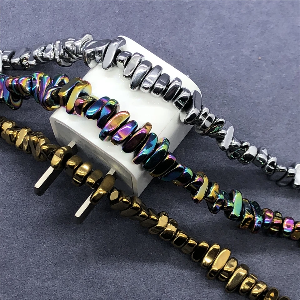 4 Colors Hematine Beads 5-8mm Natural Loose Cube Faceted Cut Nugget Iron Ore Stone DIY