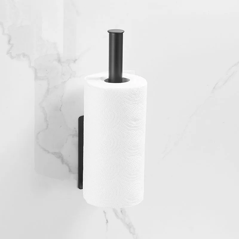 Bathroom Toilet Paper Holder Wall Mount Mobile Toilet Paper Towel Holder Black Aluminum Towel Rack Bathroom Accessories