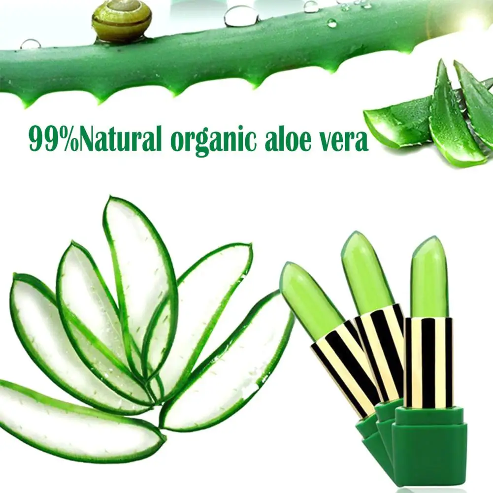 Lápiz labial orgánico de gelatina de Aloe Vera, Pintalabios que cambia de Color, maquillaje de labios de planta Natural