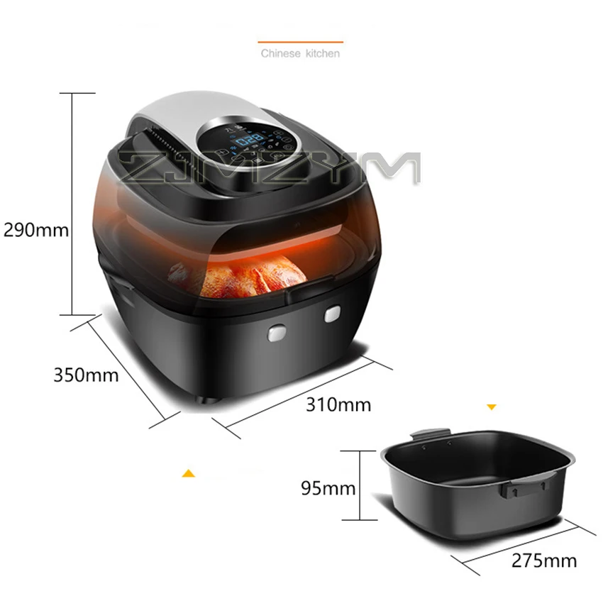 Freidora de aire multifunción, 6,5 L, sin aceite, inteligente, saludable, para Pizza, con pantalla táctil LCD, herramientas de cocina