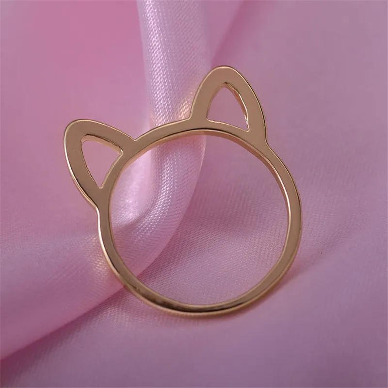 Woozu Cat Ear Ring Design Cute Fashion Jewelry Cat Ring For Women and Girl Gifts Adjustable charms Anel