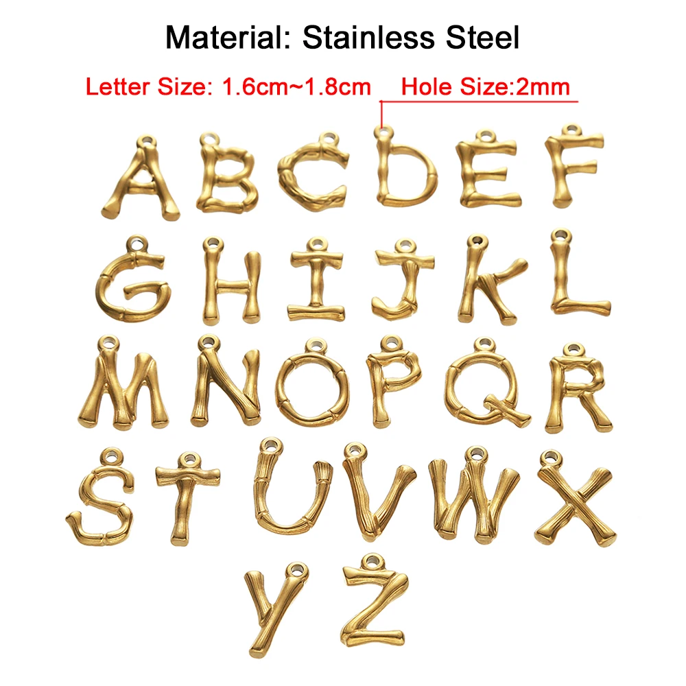Branches Design Stainless Steel 26 Alphabet Initial Letters Charms Pendants For Jewelry Making Handmade Accessories