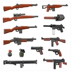 WW2 Military Weapon Building Blocks US Army Figures Guns Two-color Printing M1 Rifle M1A1 Submachine Gun Accessories Toys C270