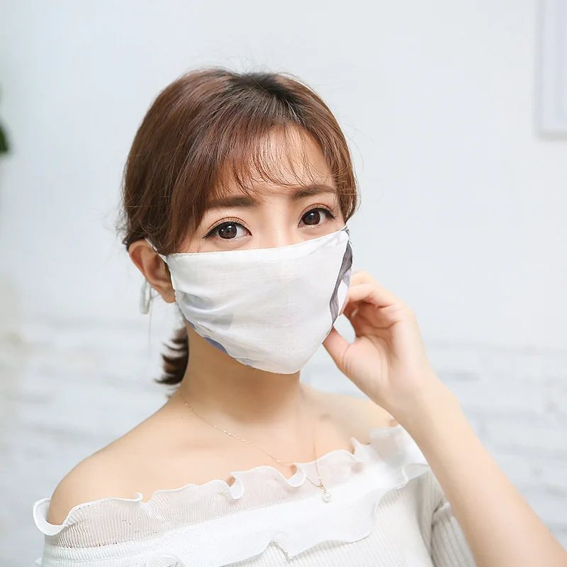 Summer Ink printed chiffon hanging ear mask Breathable elegant pattern Anti Dust Mask Sun protection Face Masks Care Reusable