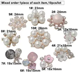 Fashion 10Pc (Can Mix) diamond Alloy Diy jewelry Accessories Flat Back Imitation pearls Base Settings Wholesale Handmade Fitting