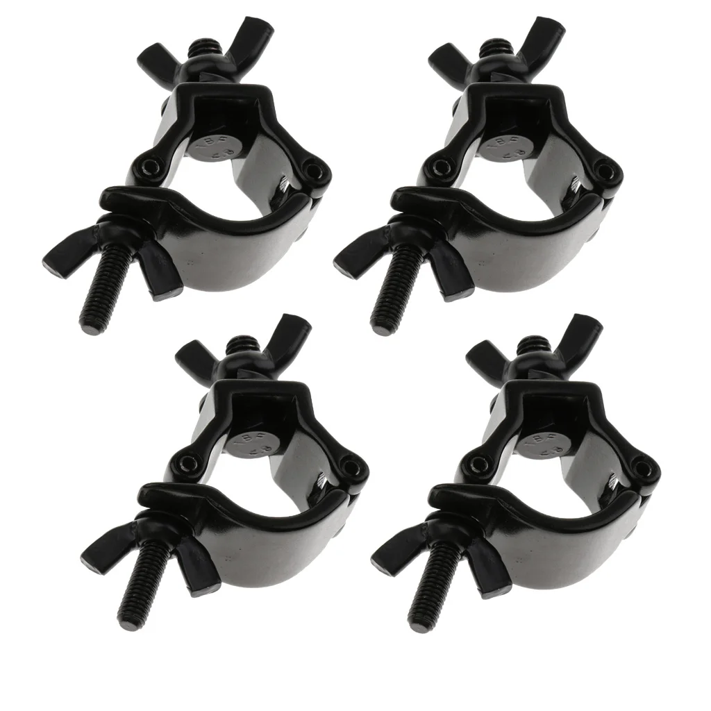 4pcs Aluminum LED Stage Light Hook Clamp Truss Clamp Loading 10kg, Black