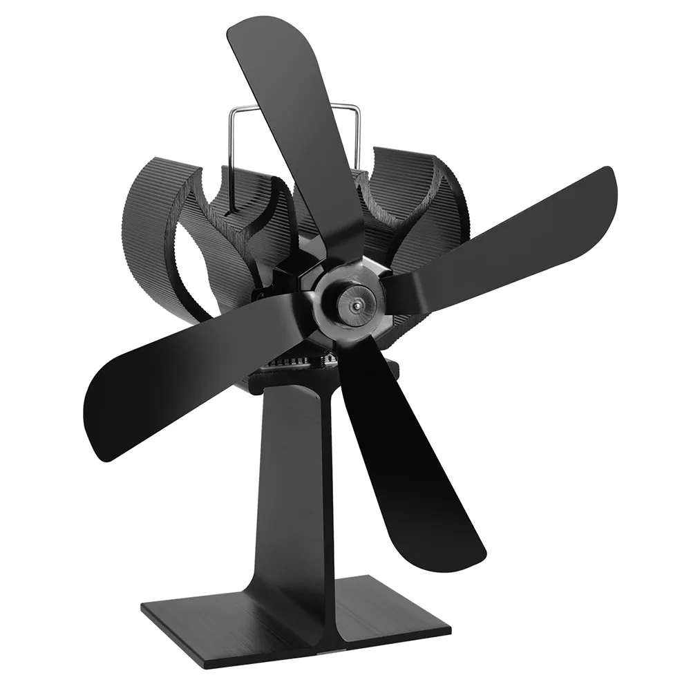 

4 Blades Home Fireplace Fan Efficient Heat Distribution Black