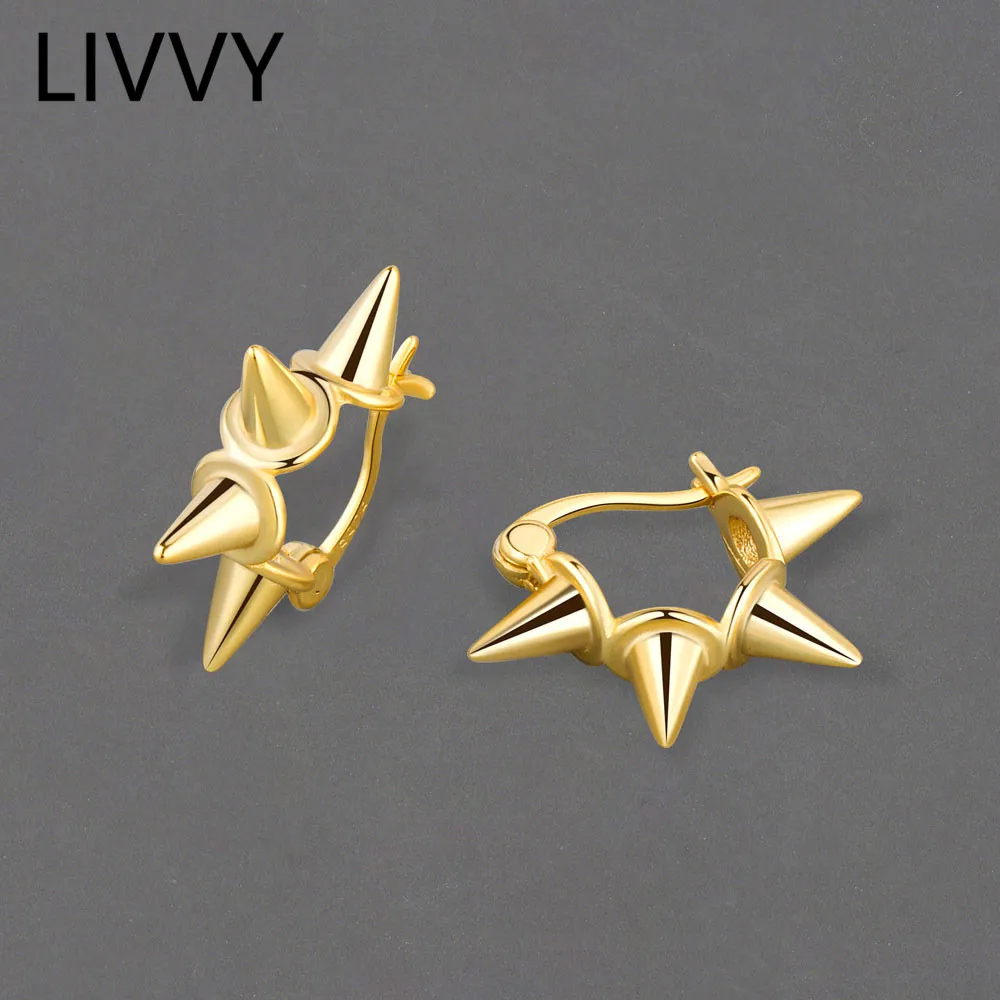 

Silver Color HipHop Punk Sharp Cone Spike Silver color Earrings For Girls Women Party Jewelry Accessories Wholesale