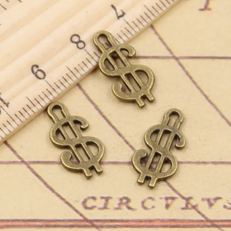 30pcs Charms U$ Dollar Money Sign 21x12mm Tibetan Bronze Silver Color Pendants Antique Jewelry Making DIY Handmade Craft