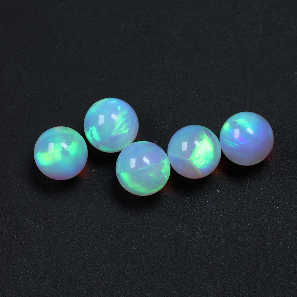 Milk White Green Beads Resin Free Synthetic Galaxy Opal OP703 Ball Gems for High Temperature Glass Compatible