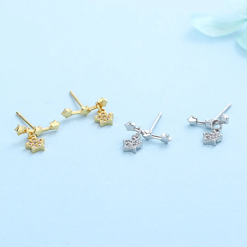 

Korean New Design Arc Five Pointed Star Earrings Fashion Lady Shining Zircon Anti Allergy Earrings Charm Lady Cocktail Jewelry