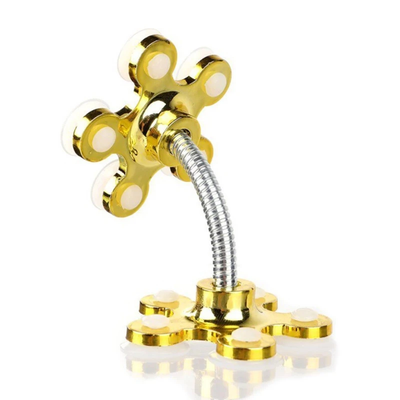 Car Double Suction Cup Mobile Phone Holder Petal Shaped Sucker Universal Vehicle Bracket Automobile Cellphone Stand