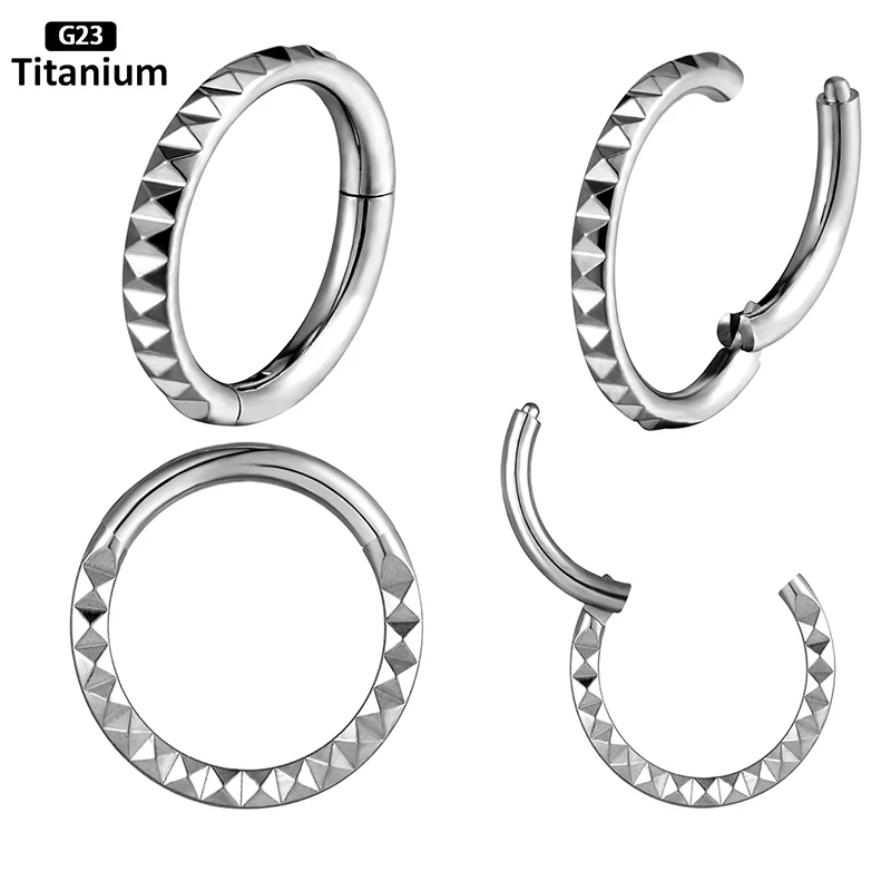 1PC G23 Titanium Piercing Hinged Segment Nose Rings Hoop Clicker Ear Cartilage Tragus Helix Earrings Nose Rings Body Jewelry 16G