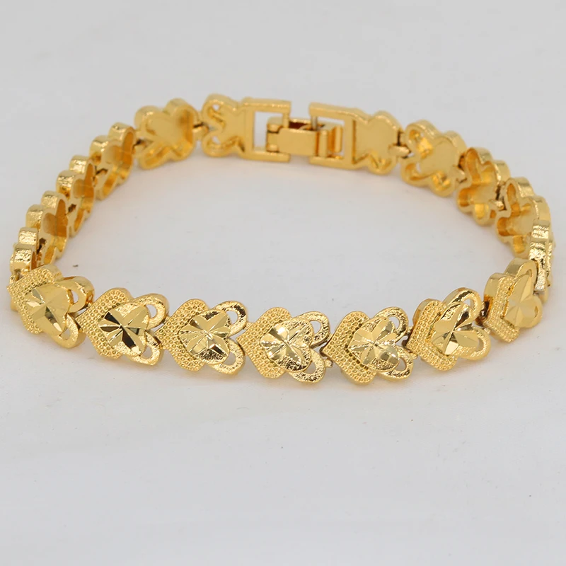 African Party Jewelry Gifts 24K Indian Jewellery Cuban Chain Bangle Dubai Gold Color Various Shapes Bracelet for Men and Women