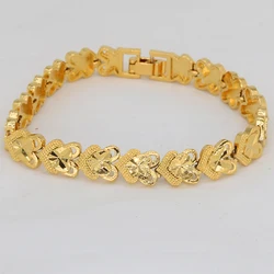 African Party Jewelry Gifts 24K Indian Jewellery Cuban Chain Bangle Dubai Gold Color Various Shapes Bracelet for Men and Women