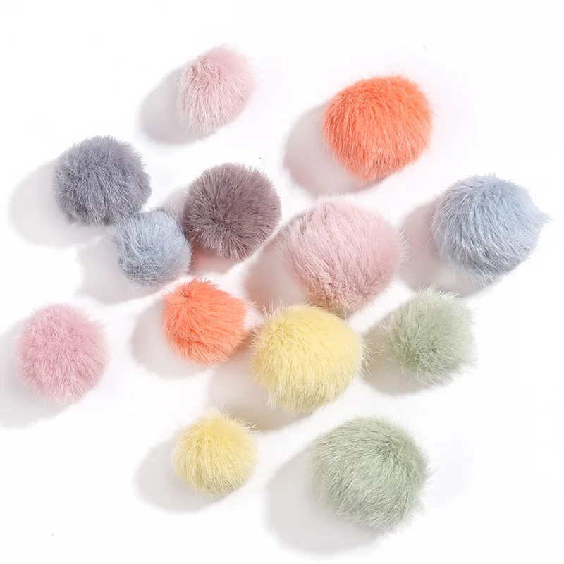 25mm Faux Pompon z futra królika 2.5cm DIY Pompon rzemieślniczy dostarcza puszyste pompony w breloczkach jako biżuteria kolczyki DIY pompony 10 sztuk