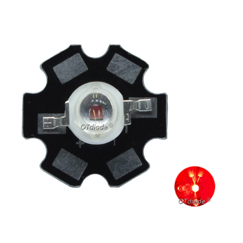 50pcs 1W 3W High Power LED Full Spectrum White Warm White Green Blue Deep Red 660nm Royal blue With 20mm White Black Star PCB image 2