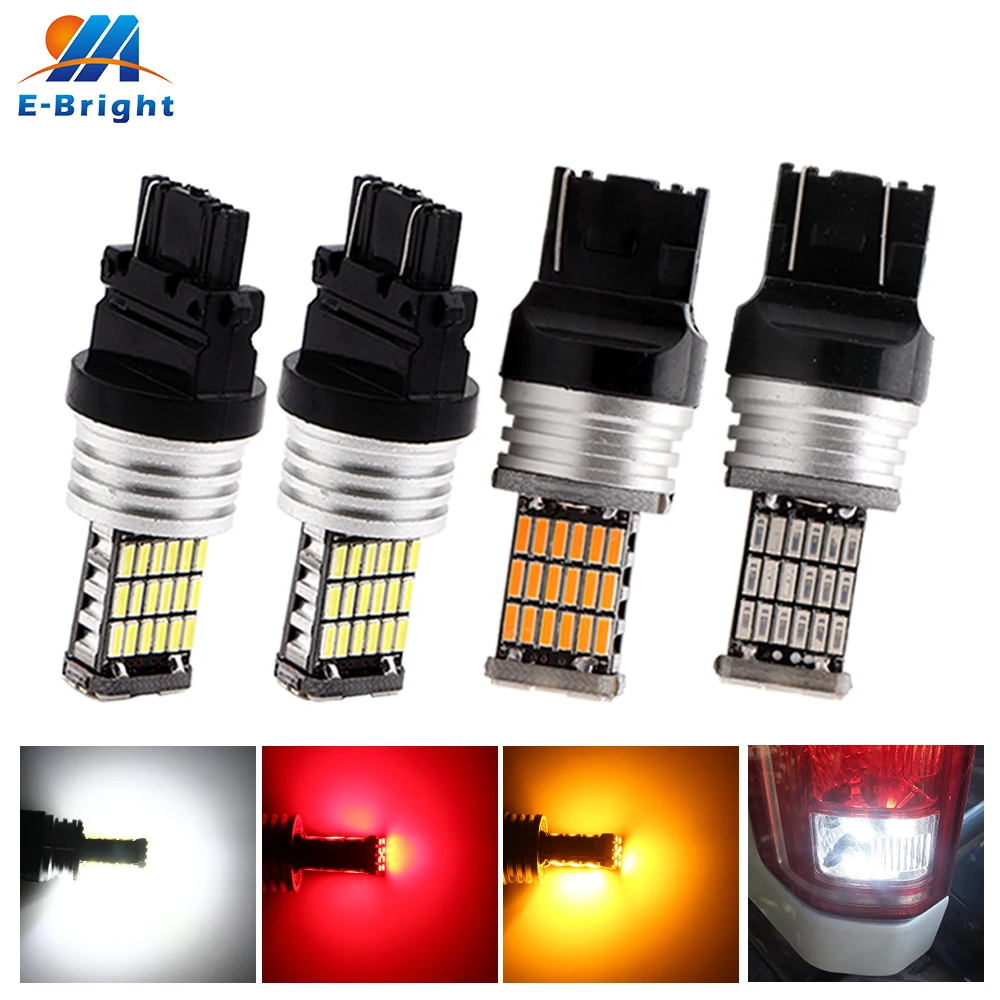 2pcs Canbus 3157 1156 1157 T20 7440 7443 3156 4014 45 SMD Amber Red White Cars LED Turn Signal Parking Reverse Backup Lights