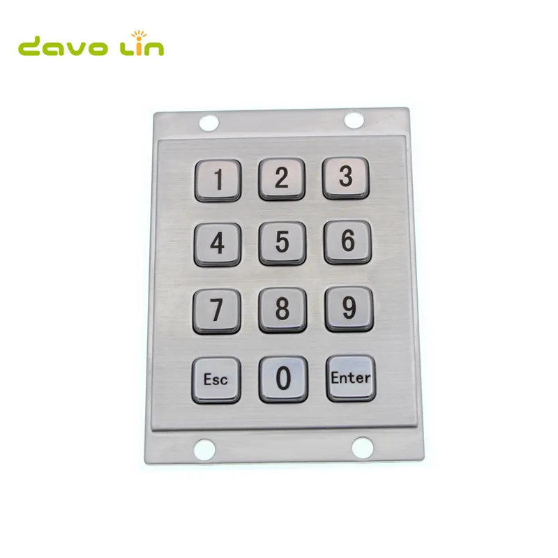 12 Keys 3x4 Industrial Mini Stainless Steel Kiosk Metal Numeric Keypad For Outdoor Smart Parcel Locker