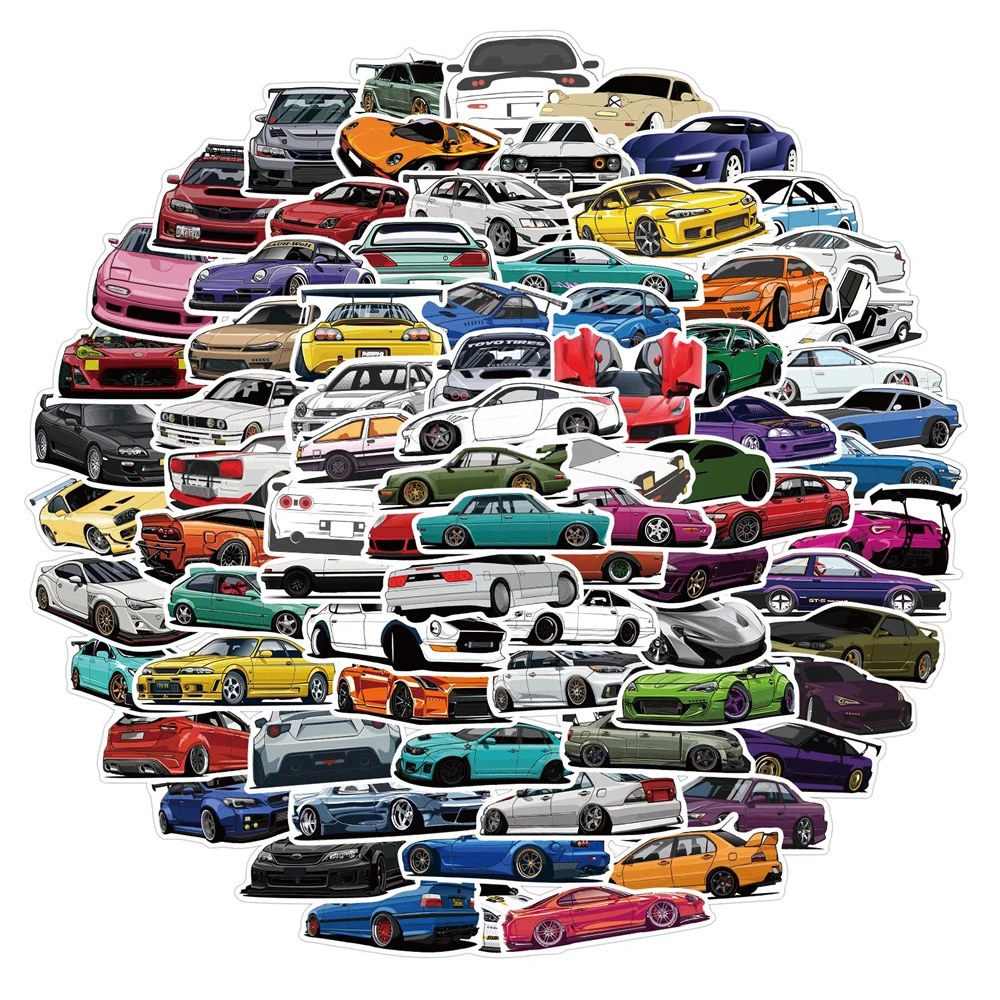 10/30/50PCS Cartoon JDM Car Graffiti Stickers Decorative Motorcycle Luggage Waterproof Decorative Stickers Wholesale