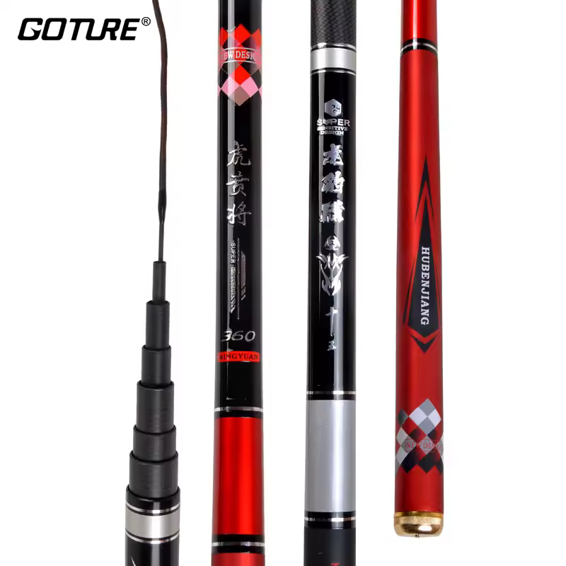 Удилище Goture 1/9 Power Super Hard для ловли карпа, карбоновое телескопическое, 3,6-6,3 м, для ловли в ручье. Аксессуары для рыбалки.