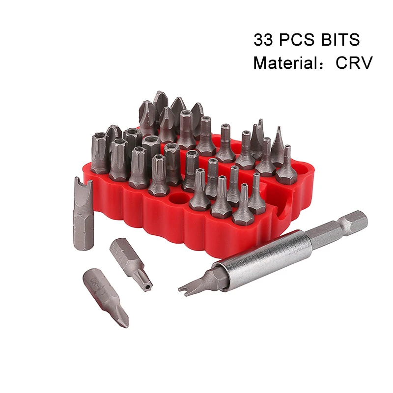 33pcs Security Tamper Proof Bit Spanner Tri Wing Torx Hex Star Spanner Screwdrive Magnetic Bit Holder Screw Driver Bits