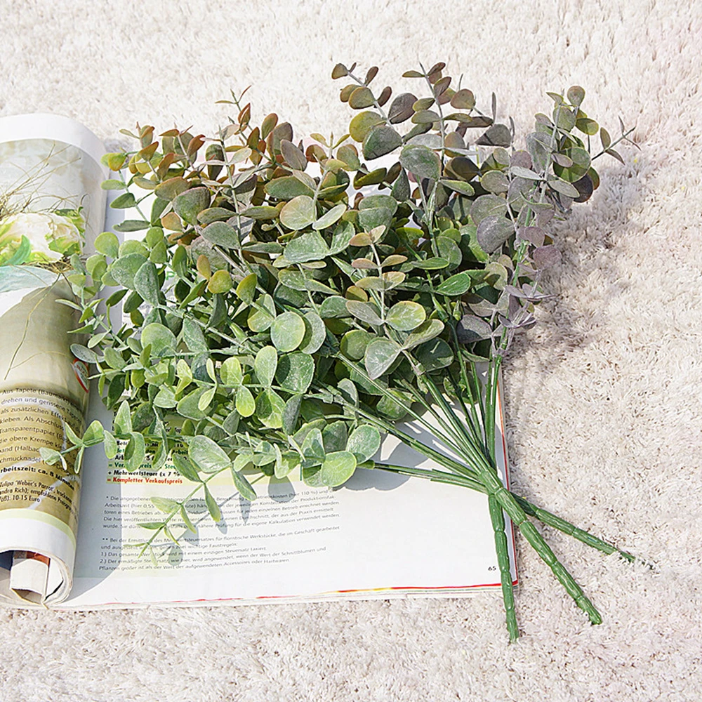 Künstliche Kunststoffpflanzen, Blätter, grüner Eukalyptuszweig, DIY-Garten, Zuhause, Weihnachten, Hochzeit, Vase für Dekoration, künstliche Kunstblumen – Detail 17