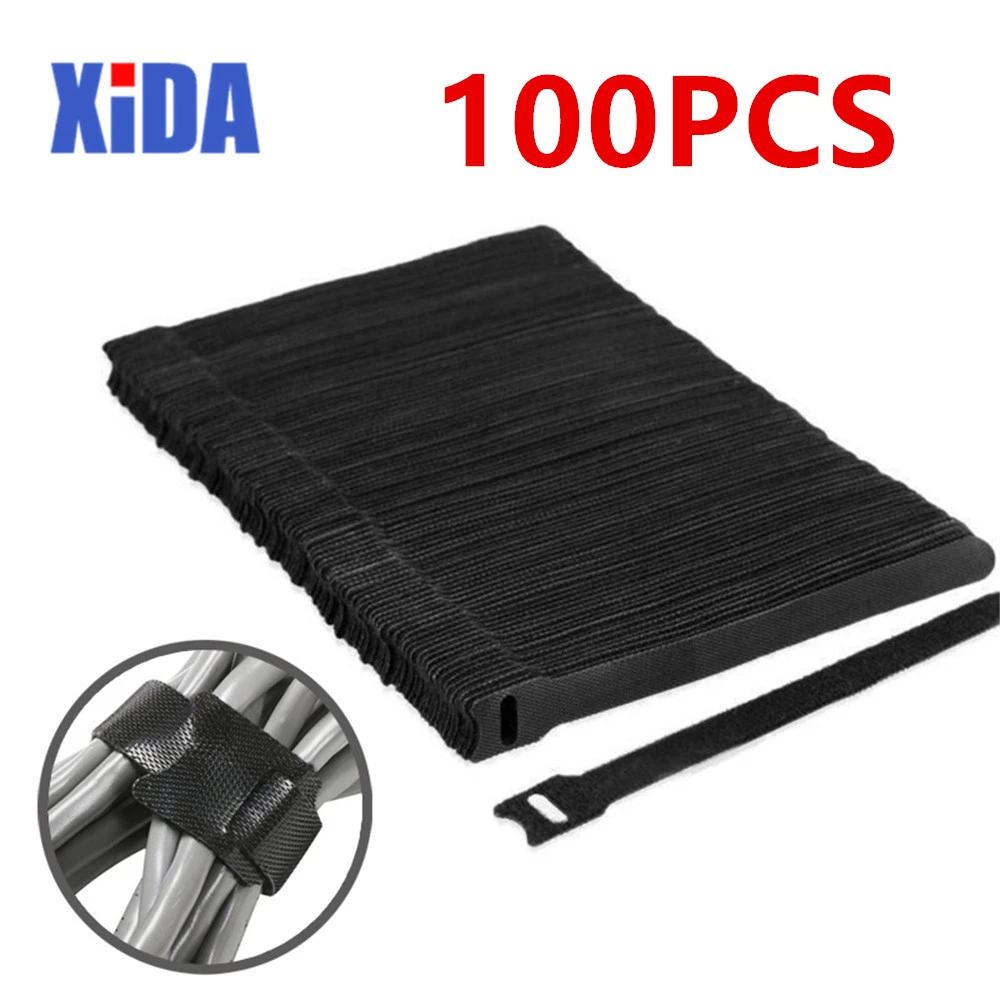 100/200/300 pçs 12x150mm laços reutilizáveis gancho e laço prendedor fita dupla face náilon velcros cabo laços velcros cinta fio diy