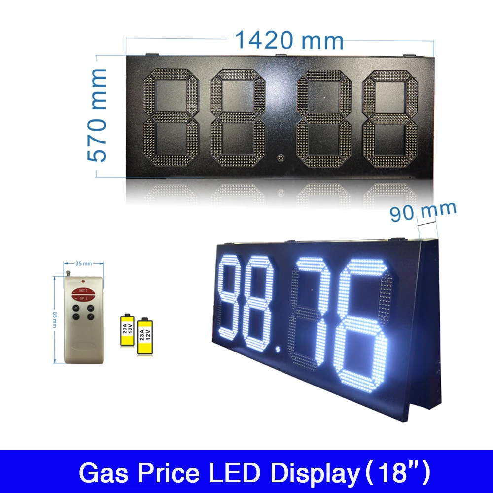 

Custom made 18''inch LED Gas Station Sign PCB LED Oil Price Display Screen Red / Green / Yellow / White / Color