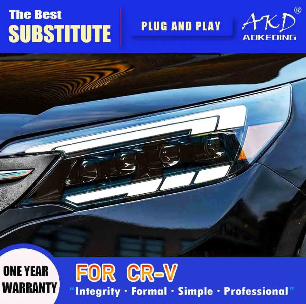 AKD Head Lamp for Honda CR-V LED Headlight 2012-2014 Headlights CRV DRL Turn Signal High Beam Angel Eye Projector Lens