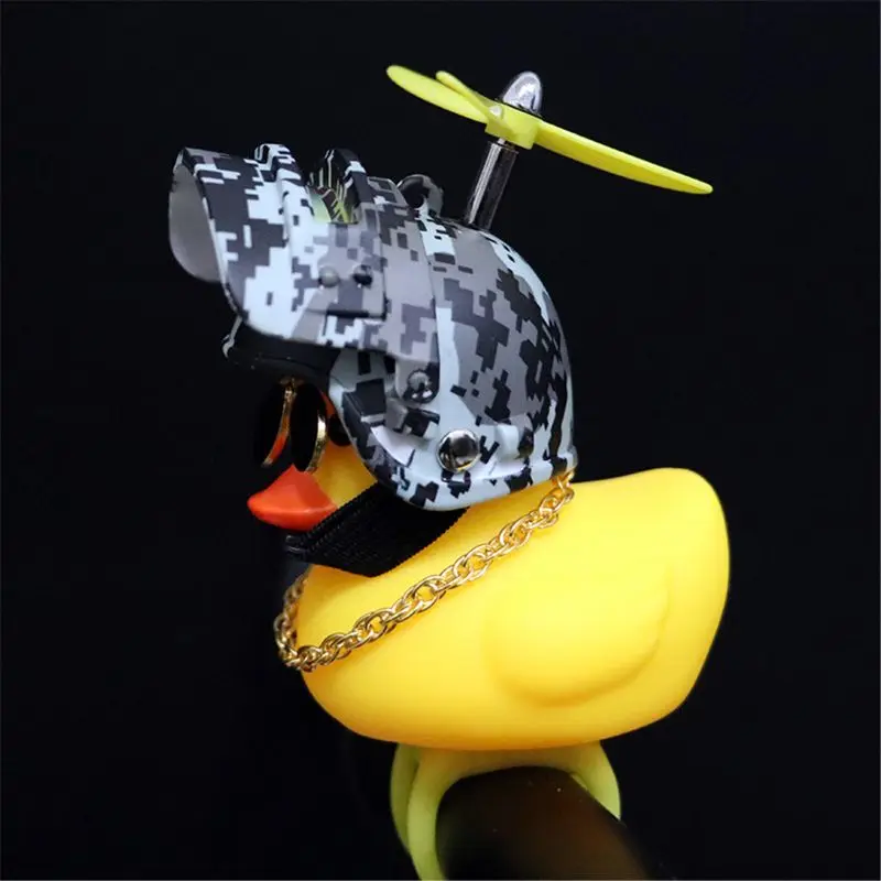 Rubber Duck Toy Car Ornaments Yellow  Dashboard Decorations with Propeller Helmet for Adults, Kids