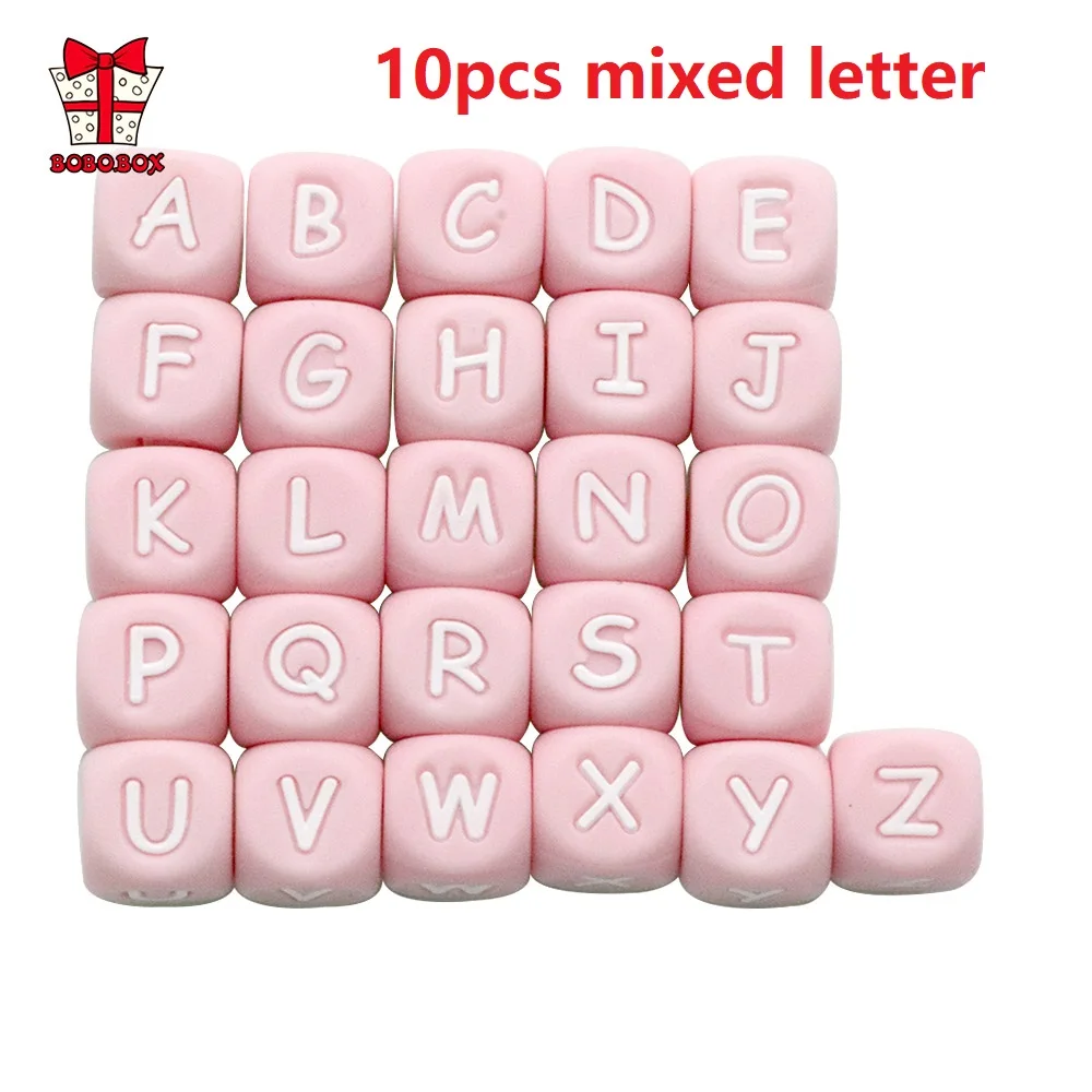 BOBO.BOX Silikon Beißringe Perlen Umweltfreundliche BPA FREI Baby Zahnen Brief Perlen Schnuller Kette Clip DIY Halskette Rattail Cord – Detail 7