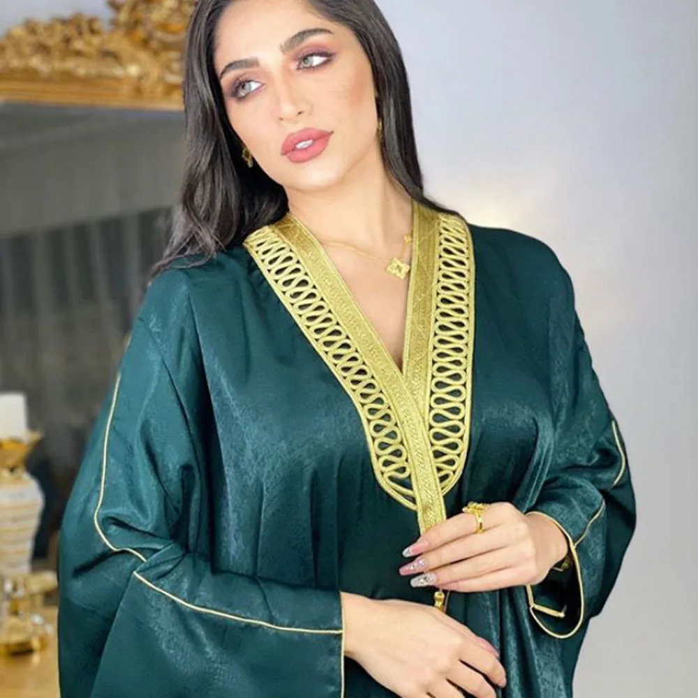 Eid Mubarak Muslim Fashion Women Dress Open Abaya Satin Dubai Turkey Islamic Clothing KimonoCaftan Long Robe Gown Ramadan Kaftan