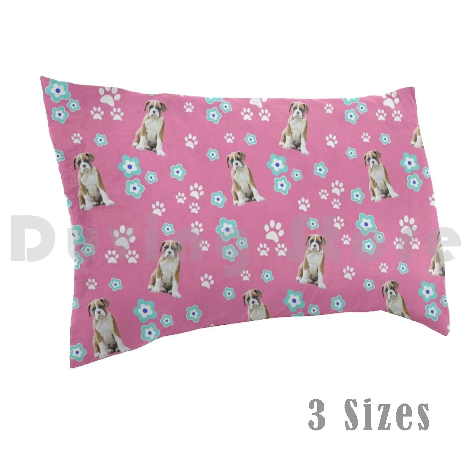 

Fawn Boxer Puppy , On Pink With Flowers Pillow case 1708 Boxer Dog People Boxer Dog Owners Boxer