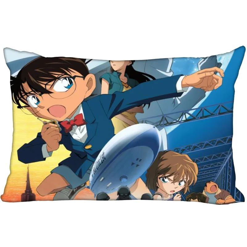 Detective Conan Pillow Cover Bedroom Home Office Decorative Anime Pillowcase Rectangle Zipper Pillow cases Satin Fabric No Fade