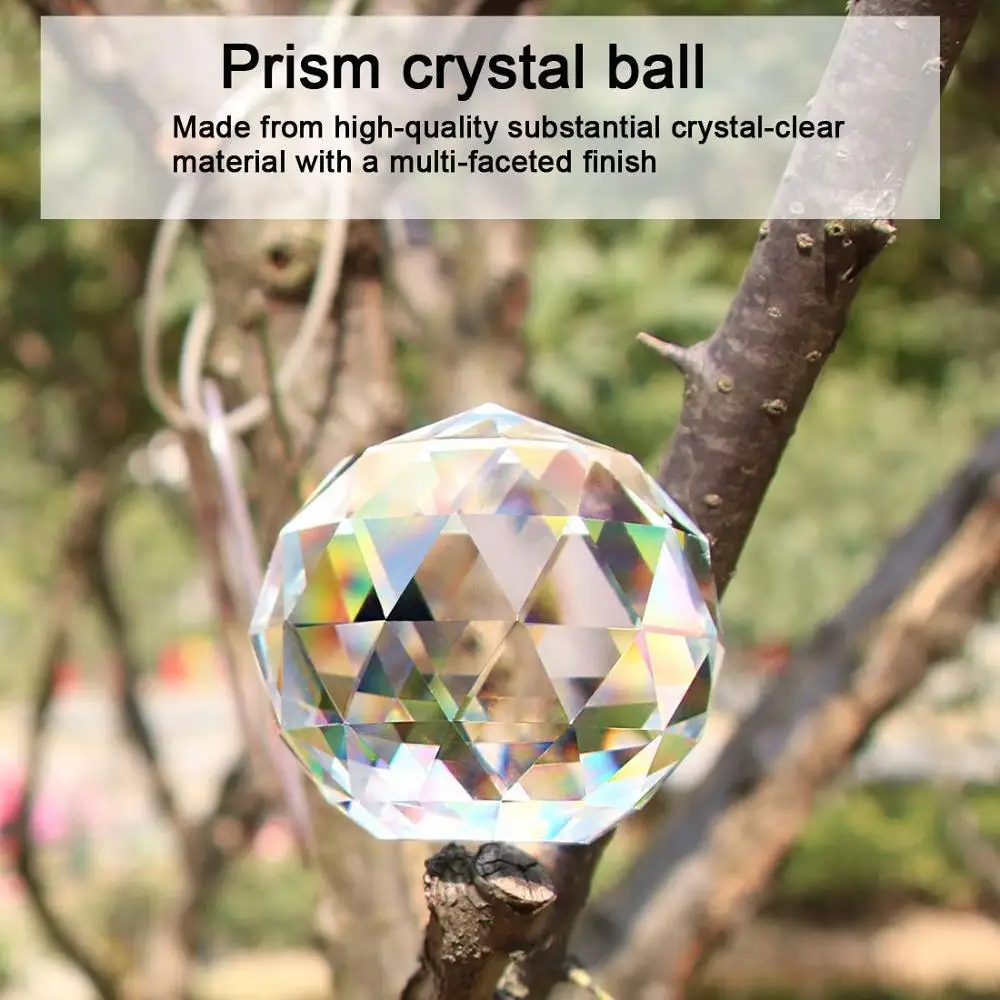 Clear Cut Crystal Suncatcher Ball Prisms Glass Sphere Faceted Gazing Ball For Window Sun Catchers Rainbow Maker Feng Shui Art