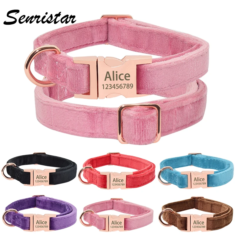 

Custom Dog Name Collar Personalized Engraved Metal Buckle Name Dog Collar Soft Plush Pet Dog Collar for Small Medium Large Dogs