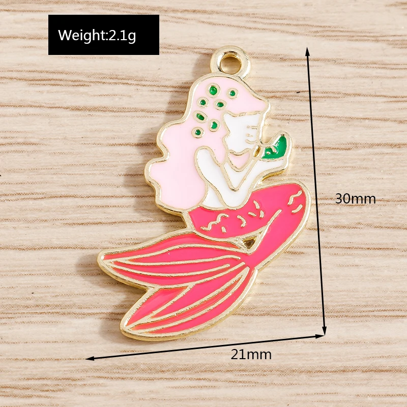 10 teile/los Nette Emaille Marine Lebens Charme für Schmuck, Der Fisch Knochen Shell Meerjungfrau Charms Anhänger für Halsketten Ohrringe Geschenke – Detail 6