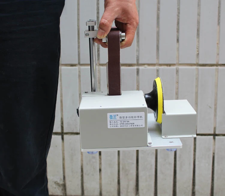 Mini lijadora de banda 4 en 1, sierra de mesa eléctrica multifuncional hecha a mano para carpintería, máquina pulidora de corte modelo de escritorio DIY