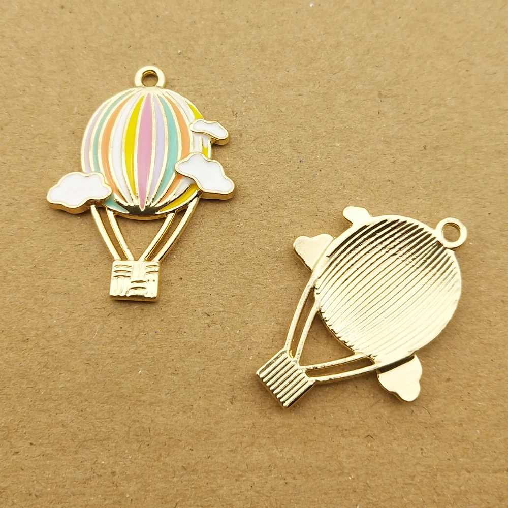 10pcs Hot Air Balloon Enamel Charm for Jewelry Making Floating Cute Earring Kawaii Pendant Bracelet Necklace Charms Diy Findings