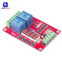 DC 5V/12V/24V 10A 2 Channel Multifunctional Relay Module Cycle Delay Timer Switch Self-Locking Programmable Relay Module /w LED