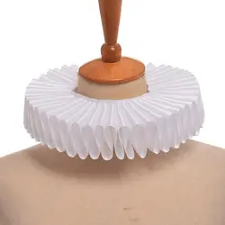 Women Victorian Renaissance Elizabethan Ruffled Neck Collar Satin Clown Cosplay Ruff Choker Halloween Party Costume