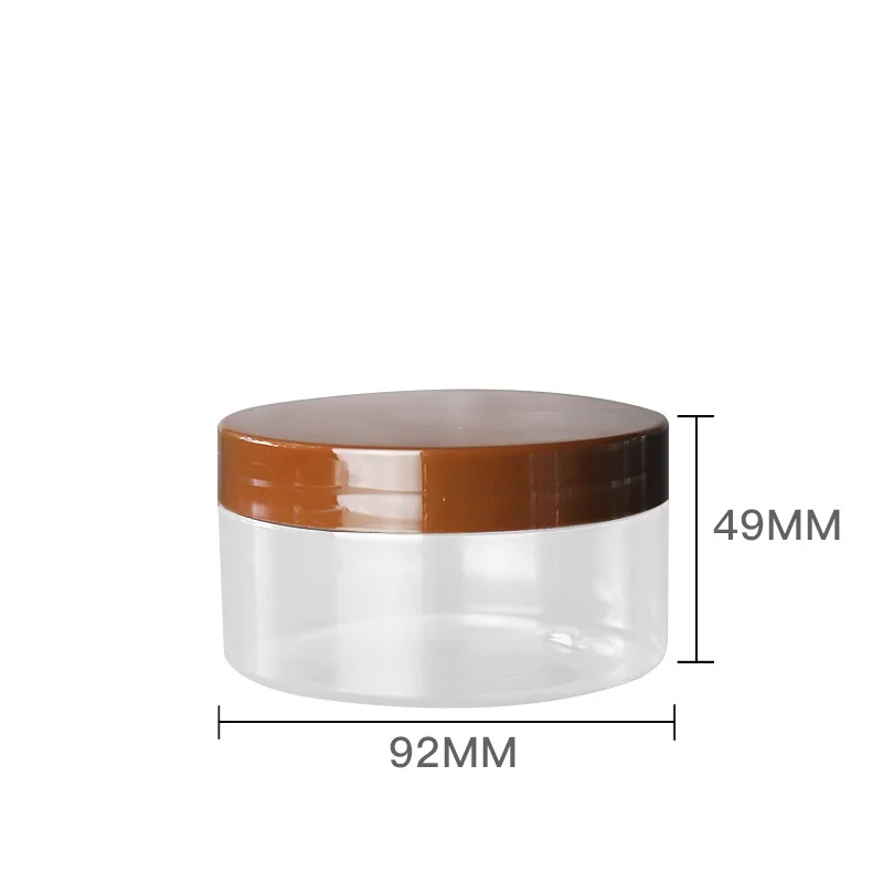 

Empty 89 Mouth 200ML 20pcs PET Plastic Cream Jar Brown Clear Refillable Packaging Box Cosmetic Facial Mask Hair Wax Container